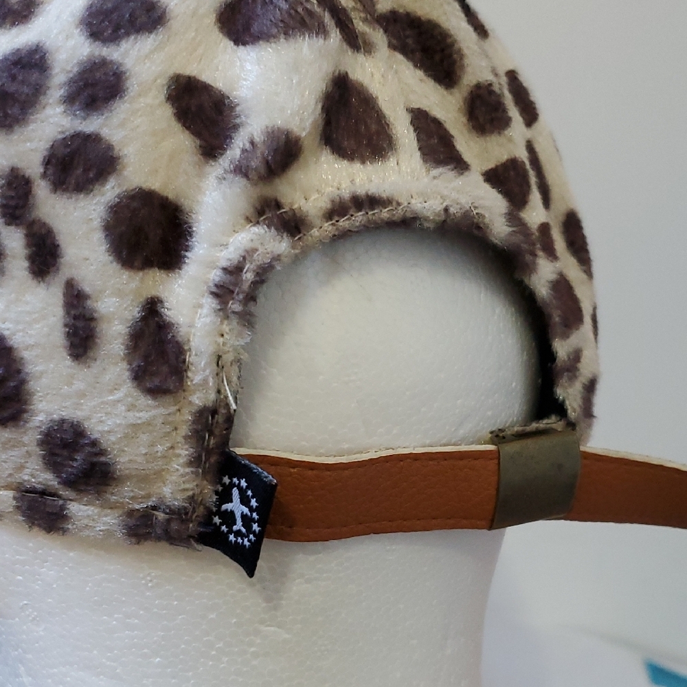 Brand New furry  1st Class Leopard Print Cap